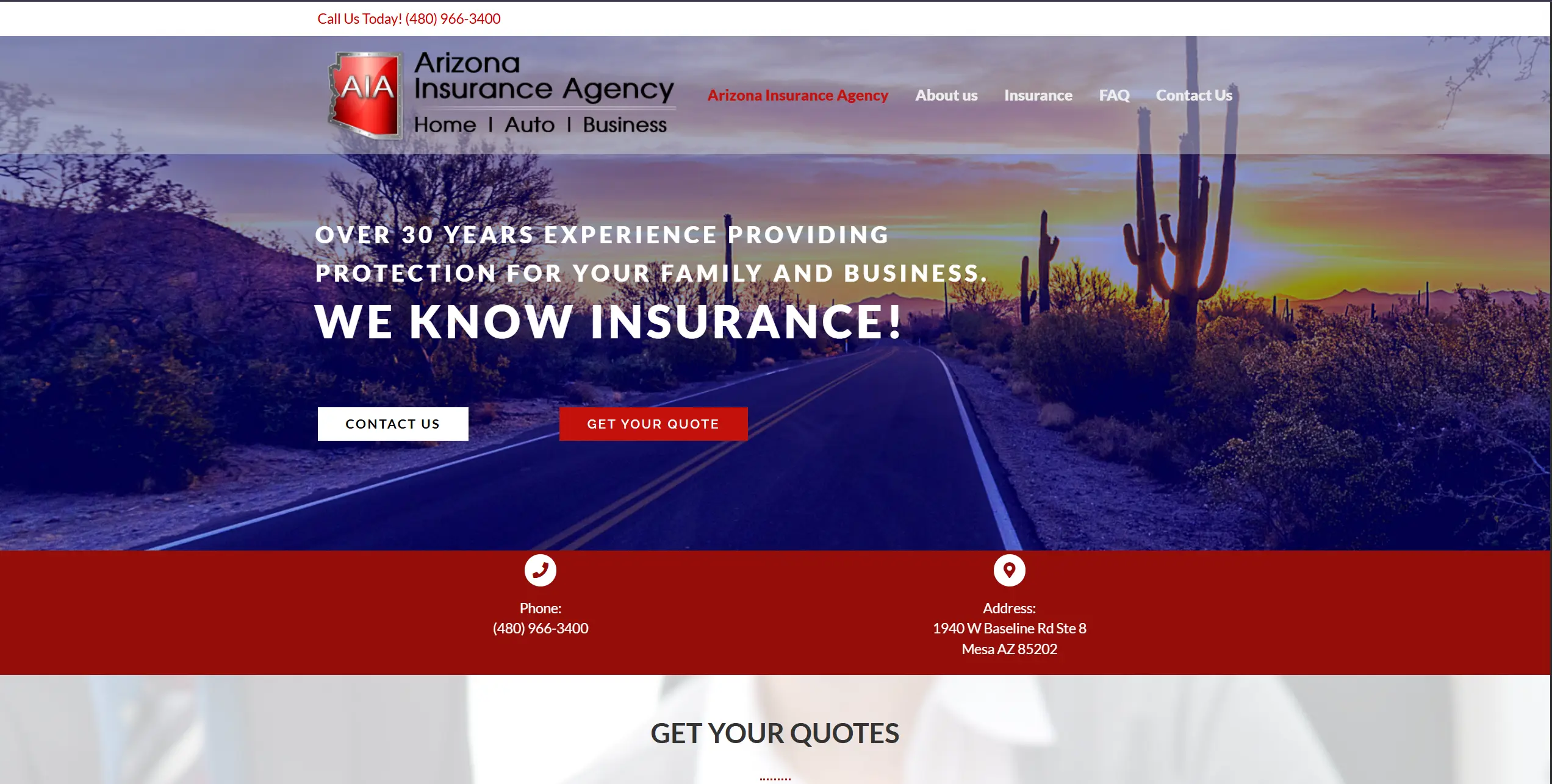 Arizona Insurance Agency — custom WordPress website by Tucson Web Design Co. for a multi-line insurance agency